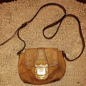 MICHAEL Michael Kors mini crossbody soft brown leather with ostrich look
